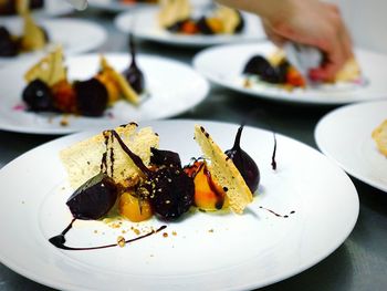 Close-up of dessert served in plate