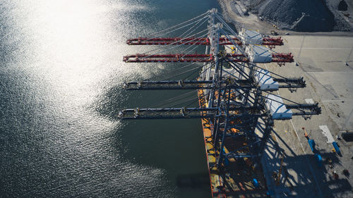 High angle view of ship in sea