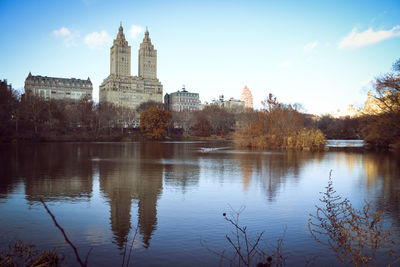 Reflection of trees in lake