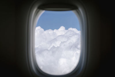 View of sky seen through airplane window