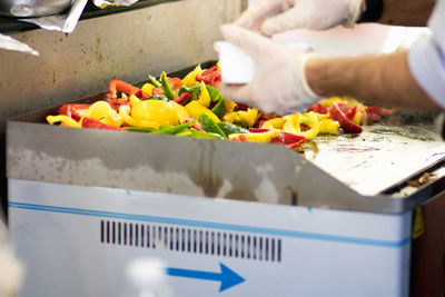 Close-up of person preparing food