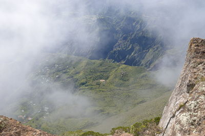 High angle view of volcanic mountain