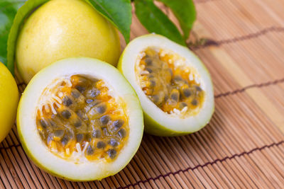 Close-up of fruits on table