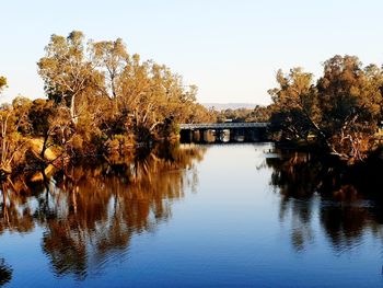 Scenic view of river against clear sky