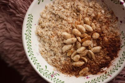 Directly above shot of bread in bowl