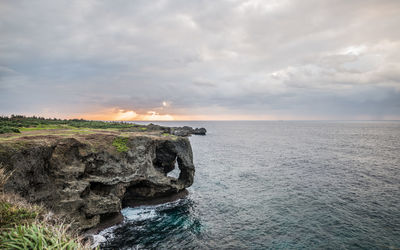 Scenic view of sea against sky during sunset