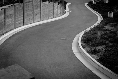 High angle view of winding road