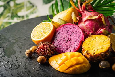 Close-up of fruits on table