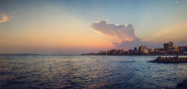 Scenic view of sea against sky during sunset
