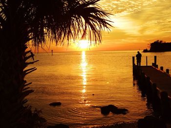 Scenic view of sea at sunset