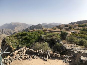 Scenic view of mountains against clear sky