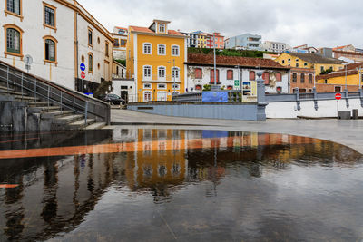 Reflection of buildings in city