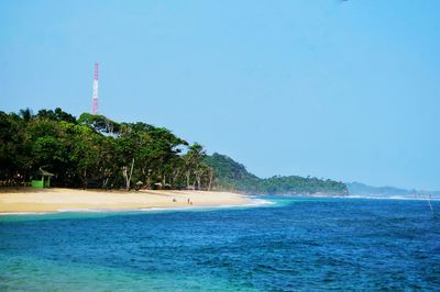 Scenic view of sea against clear sky