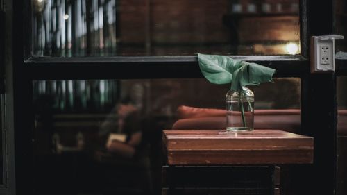 Close-up of wine glass on table in restaurant