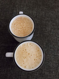 High angle view of coffee on table