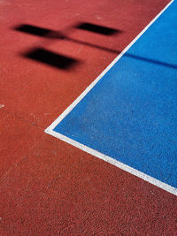 High angle view of basketball court