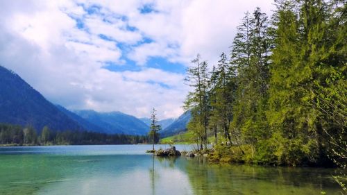 Scenic view of lake against sky