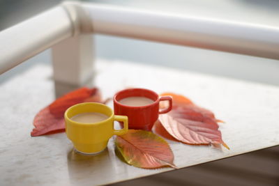 Having comfortable morning time with sweet coffee at balcony.