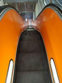 High angle view of escalator