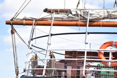 Low angle view of sailboat against sky