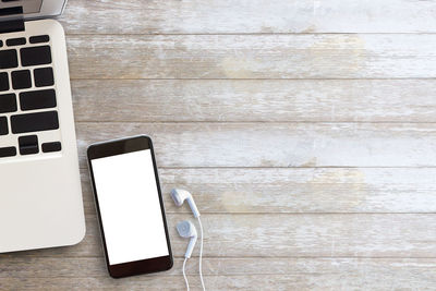 High angle view of laptop on table