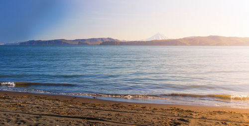 Kamchatka, vilyuchinsky volcano on the background of avacha bay