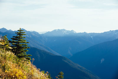 Scenic view of mountains against sky