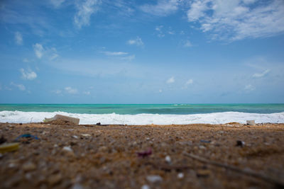 Beauty beach polluted with trash