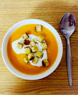 High angle view of breakfast in bowl