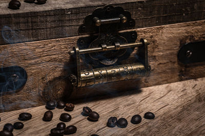 Close-up of wooden table