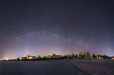 Scenic view of illuminated star field against sky at night