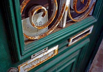 Close-up of old machine part