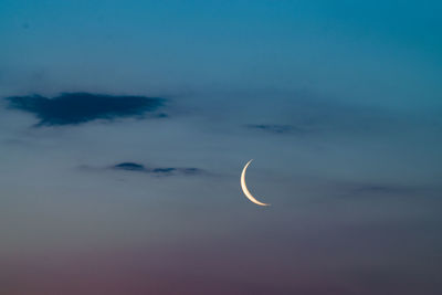Low angle view of half moon in sky at night