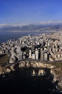 High angle view of city at waterfront