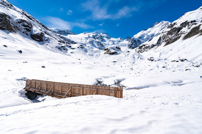 A close-up view of the morteratsch glacier in winter, engadin, switzerland.