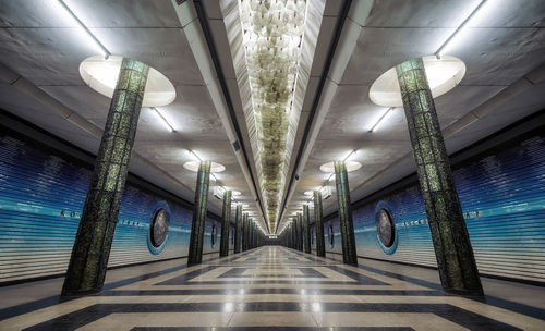 Illuminated subway station