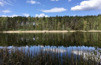 Scenic view of lake against sky