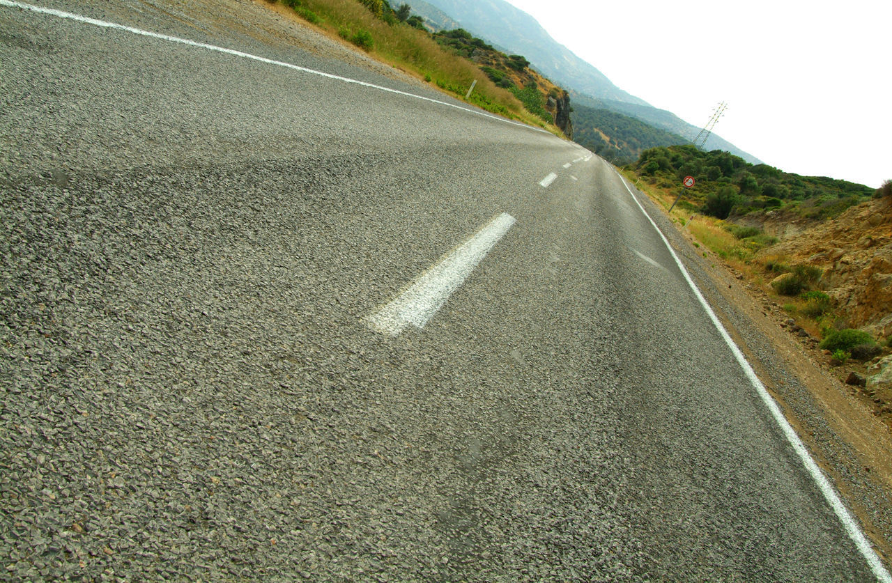 SURFACE LEVEL OF ROAD AGAINST SKY