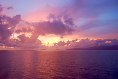 Scenic view of sea against dramatic sky