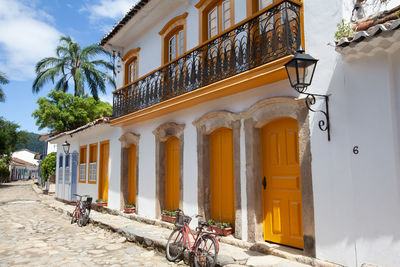 Exterior of building by street in city