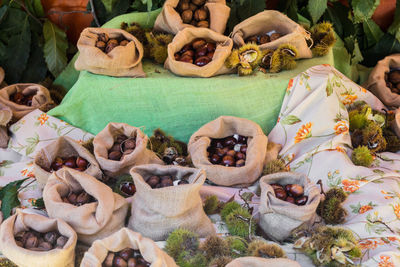 High angle view of vegetables for sale