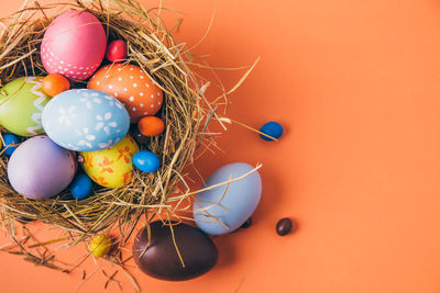 Close-up of eggs in basket