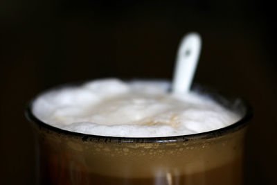 Close-up of beer in glass