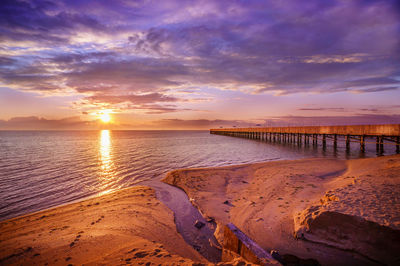 Scenic view of sunset over sea