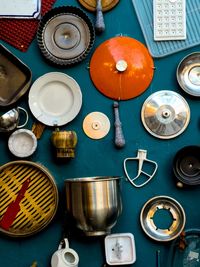 Directly above shot of various objects on table