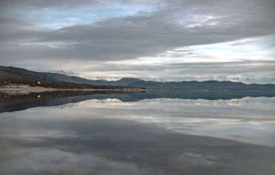 Scenic view of lake against sky