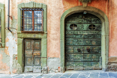 Closed door of old building