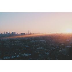 View of cityscape at sunset