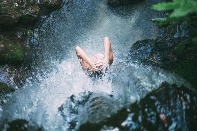 Water splashing on rocks