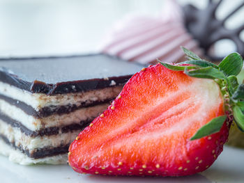 Close-up of strawberries on plate